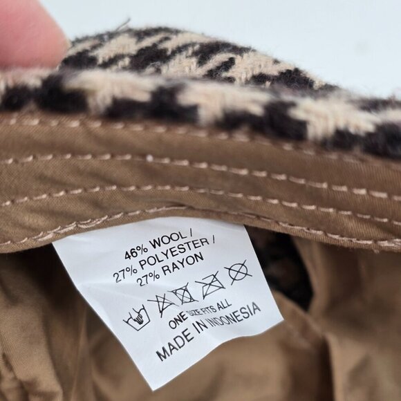 Houndstooth Check Plaid Cadet Newsboy Wool Blend Hat Cap - Picture 6 of 6